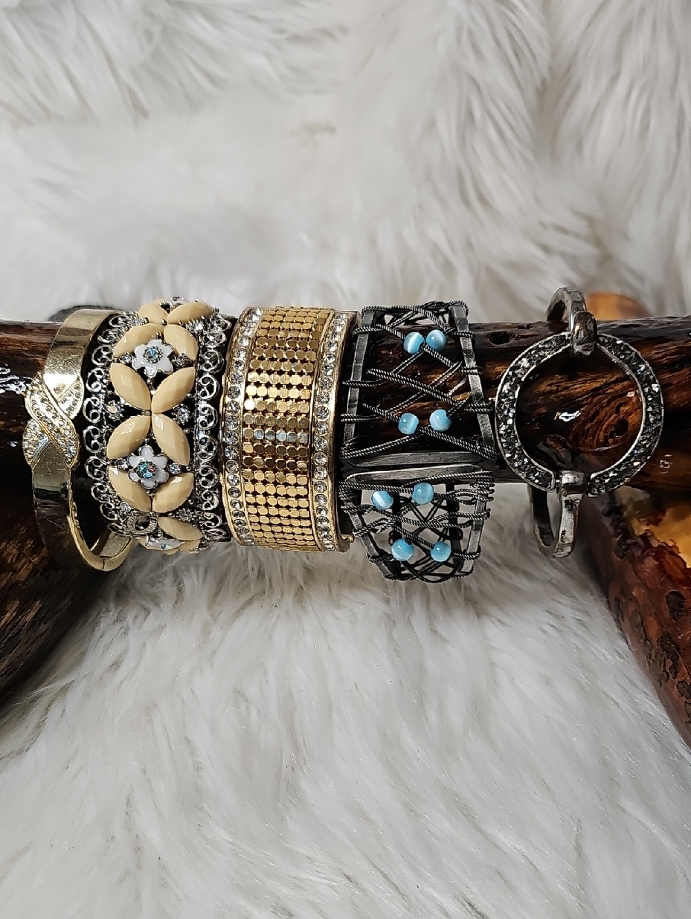 Lot Of 5 Hinge Bracelets- Elegant To Rustic- #104